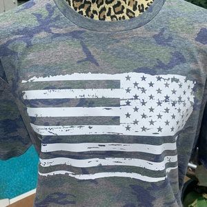 LAT Distressed Flag Camo Tshirt Sizes S-2XL